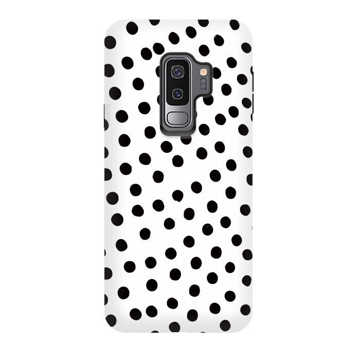 Galaxy S9 plus StrongFit Drunk black polka dots on white by DaDo ART