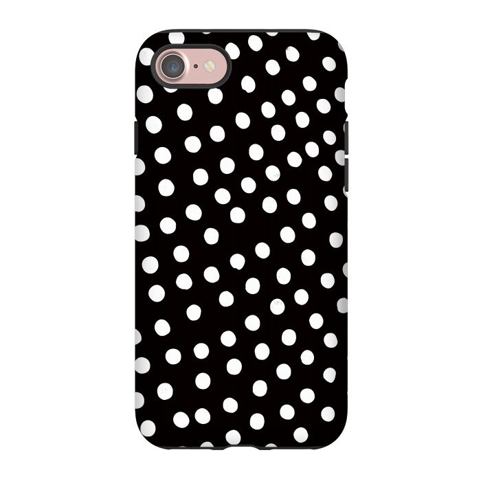 iPhone 7 StrongFit Drunk little white polka dots on black  by DaDo ART