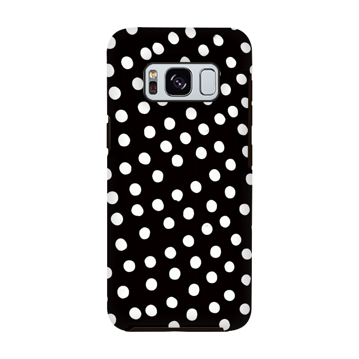 Galaxy S8 StrongFit Drunk little white polka dots on black  by DaDo ART