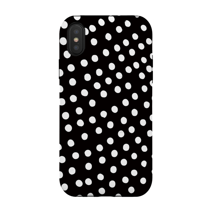 iPhone Xs / X StrongFit Drunk little white polka dots on black  by DaDo ART
