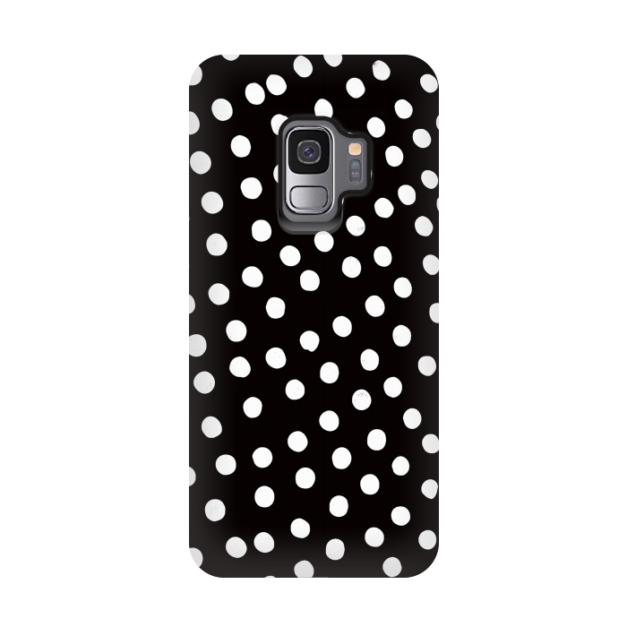 Galaxy S9 StrongFit Drunk little white polka dots on black  by DaDo ART