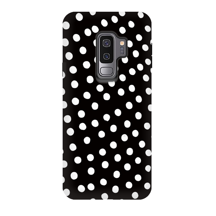 Galaxy S9 plus StrongFit Drunk little white polka dots on black  by DaDo ART