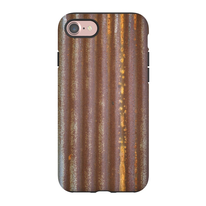 iPhone 7 StrongFit Old Rusty Corrugated Sheet 2 by Andrea Haase