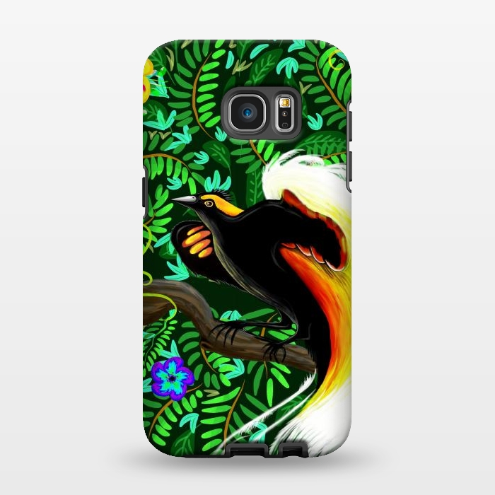 Galaxy S7 EDGE StrongFit Paradise Bird Fire Feathers   by BluedarkArt