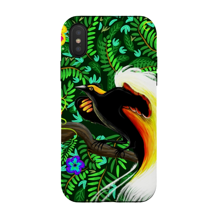 iPhone Xs / X StrongFit Paradise Bird Fire Feathers   by BluedarkArt