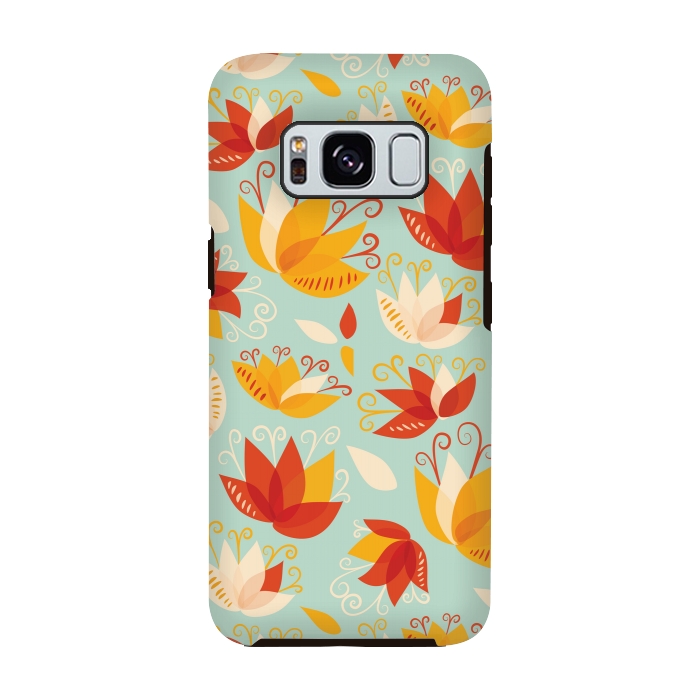 Galaxy S8 StrongFit Whimsical Abstract Colorful Lily Floral Pattern by Boriana Giormova