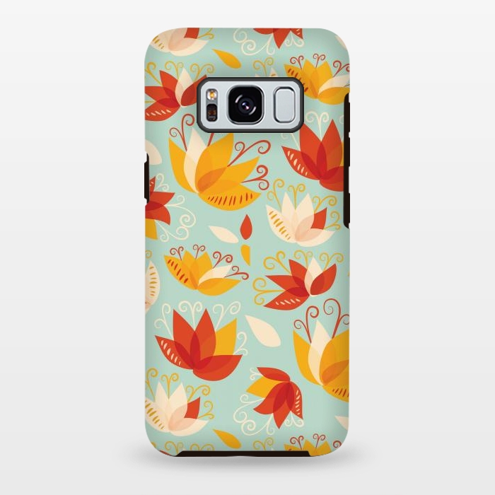 Galaxy S8 plus StrongFit Whimsical Abstract Colorful Lily Floral Pattern by Boriana Giormova