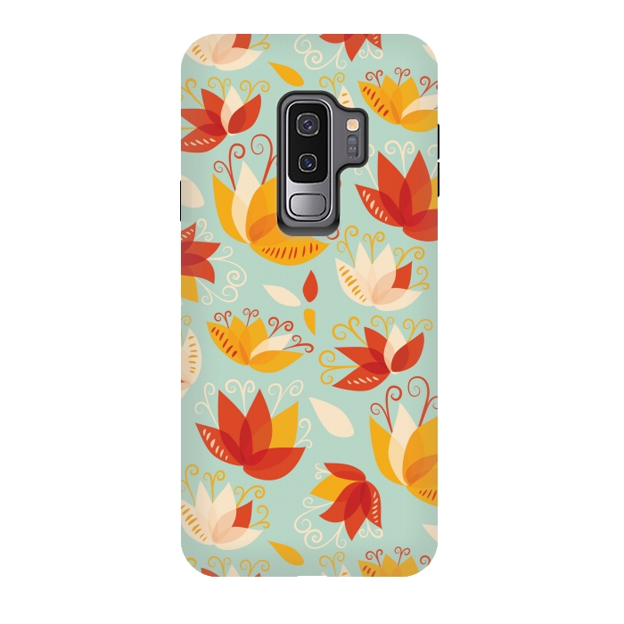 Galaxy S9 plus StrongFit Whimsical Abstract Colorful Lily Floral Pattern by Boriana Giormova