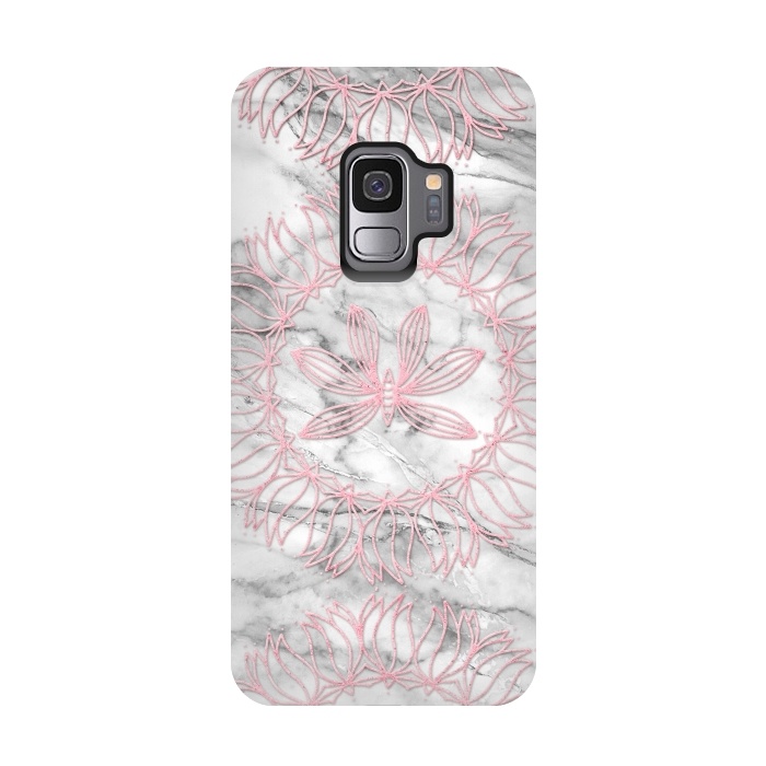 Galaxy S9 StrongFit Pink Glitter Mandala on Marble by  Utart