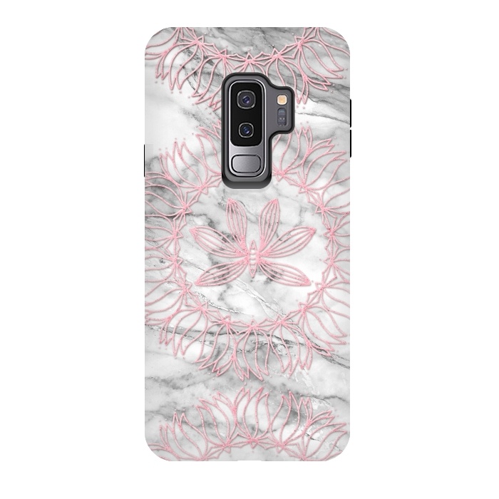 Galaxy S9 plus StrongFit Pink Glitter Mandala on Marble by  Utart