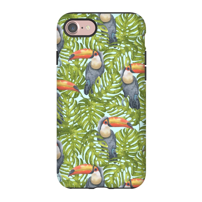 iPhone 7 StrongFit Monstera Birds by Creativeaxle