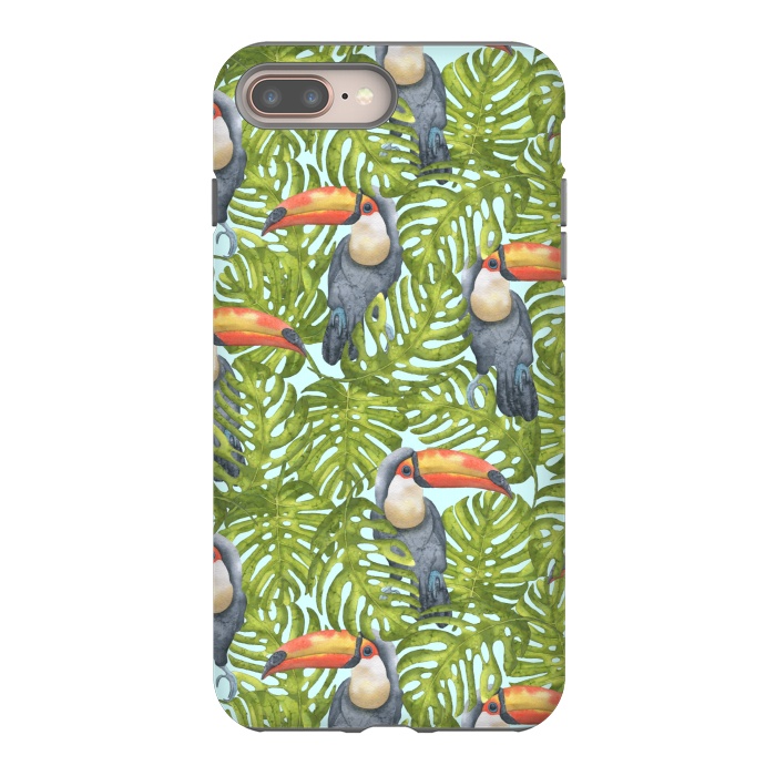 iPhone 7 plus StrongFit Monstera Birds by Creativeaxle