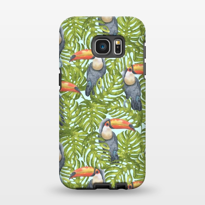 Galaxy S7 EDGE StrongFit Monstera Birds by Creativeaxle
