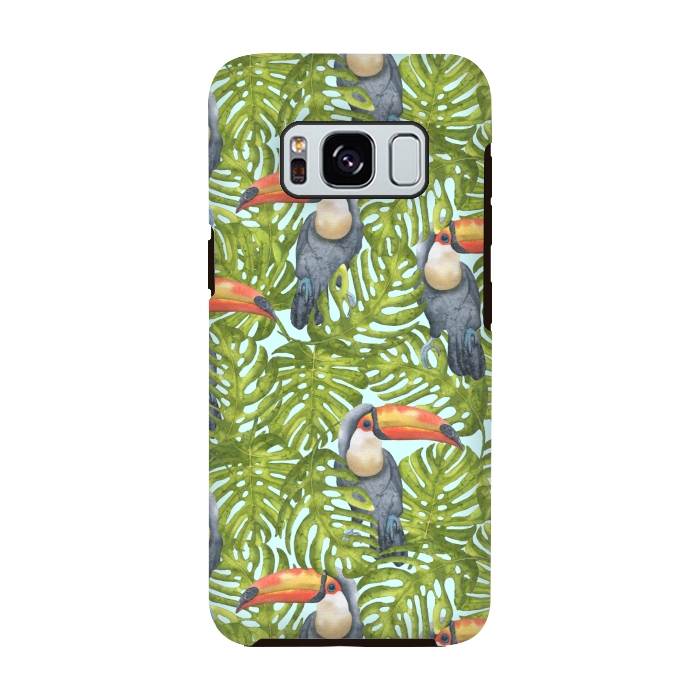 Galaxy S8 StrongFit Monstera Birds by Creativeaxle