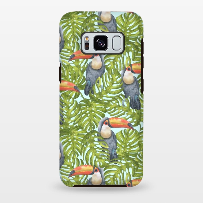 Galaxy S8 plus StrongFit Monstera Birds by Creativeaxle
