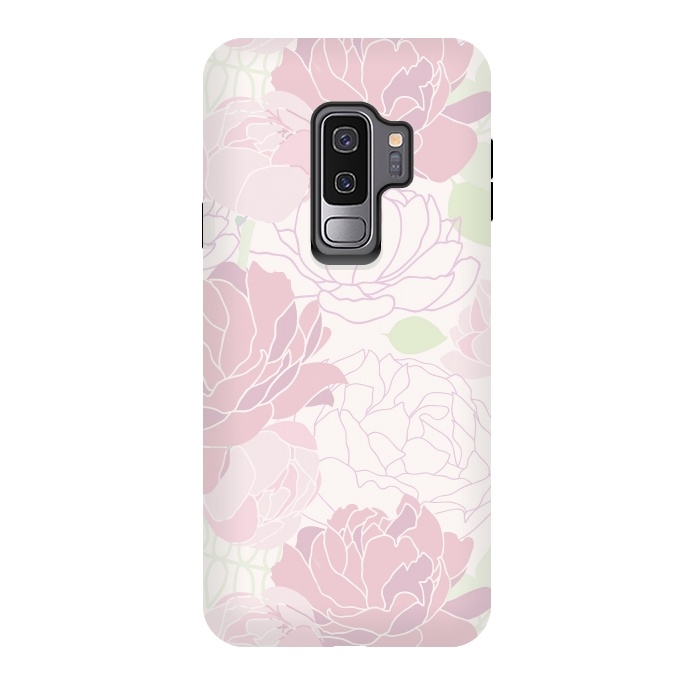 Galaxy S9 plus StrongFit Abstract Pink Peony Pattern by  Utart