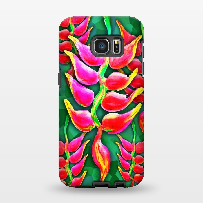 Galaxy S7 EDGE StrongFit Exotic Flowers Heliconia Pendula Bright Red  by BluedarkArt