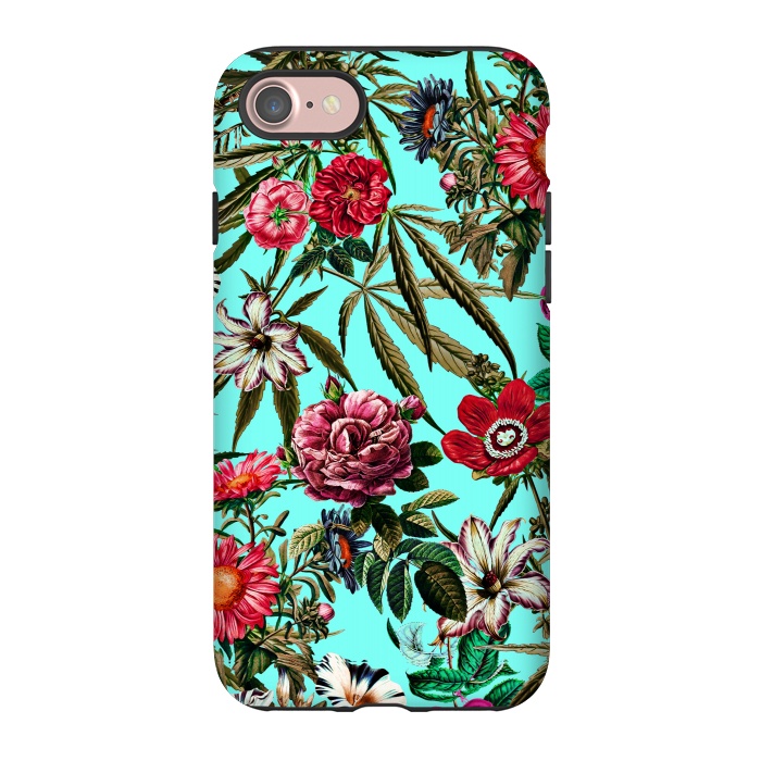 iPhone 7 StrongFit Marijuana and Floral Pattern II by Burcu Korkmazyurek