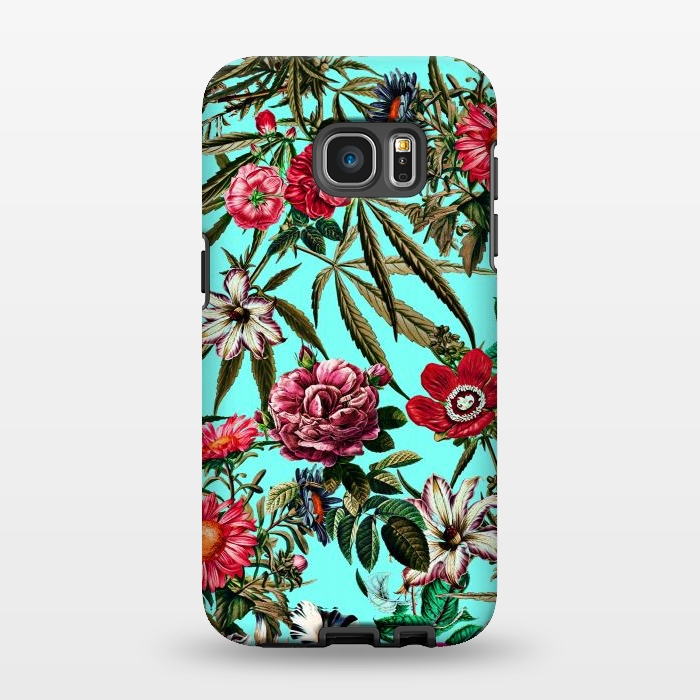 Galaxy S7 EDGE StrongFit Marijuana and Floral Pattern II by Burcu Korkmazyurek