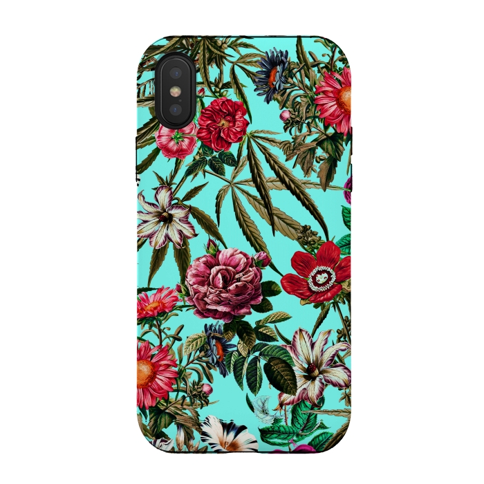 iPhone Xs / X StrongFit Marijuana and Floral Pattern II by Burcu Korkmazyurek