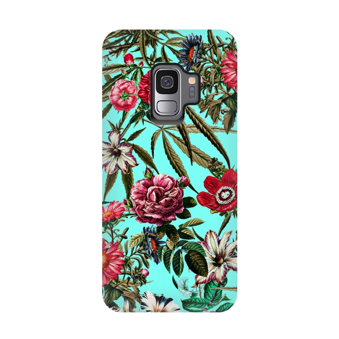 Galaxy S9 StrongFit Marijuana and Floral Pattern II by Burcu Korkmazyurek