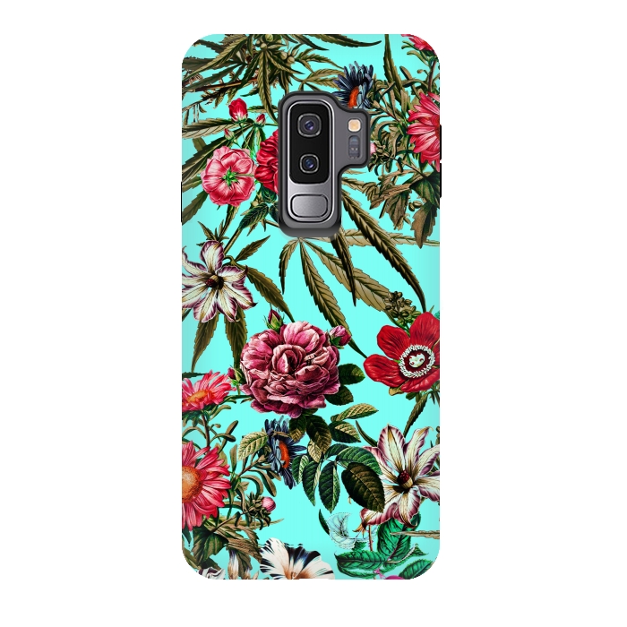 Galaxy S9 plus StrongFit Marijuana and Floral Pattern II by Burcu Korkmazyurek
