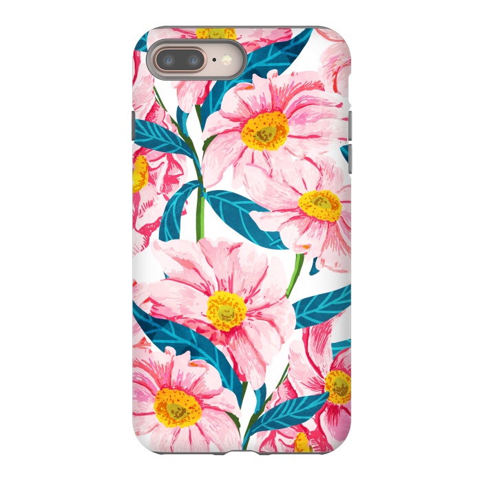 iPhone 7 plus StrongFit Pink Floral V2 by Uma Prabhakar Gokhale