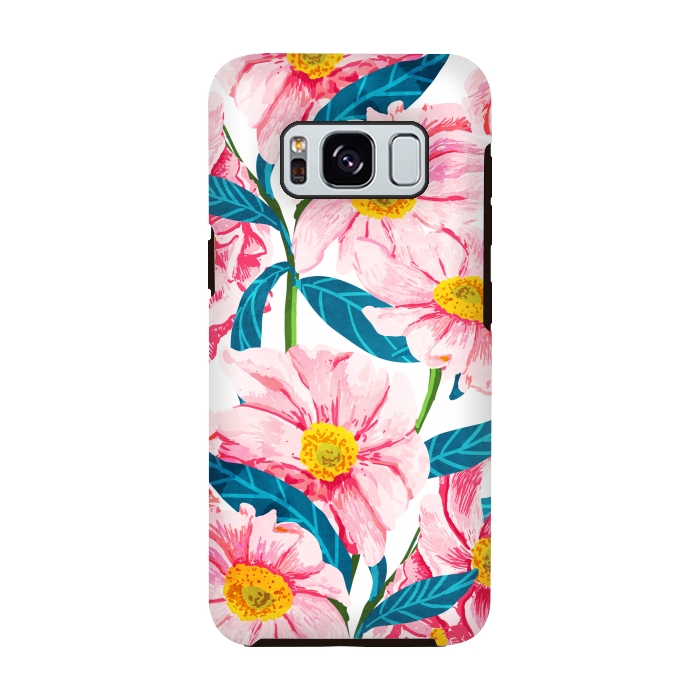 Galaxy S8 StrongFit Pink Floral V2 by Uma Prabhakar Gokhale
