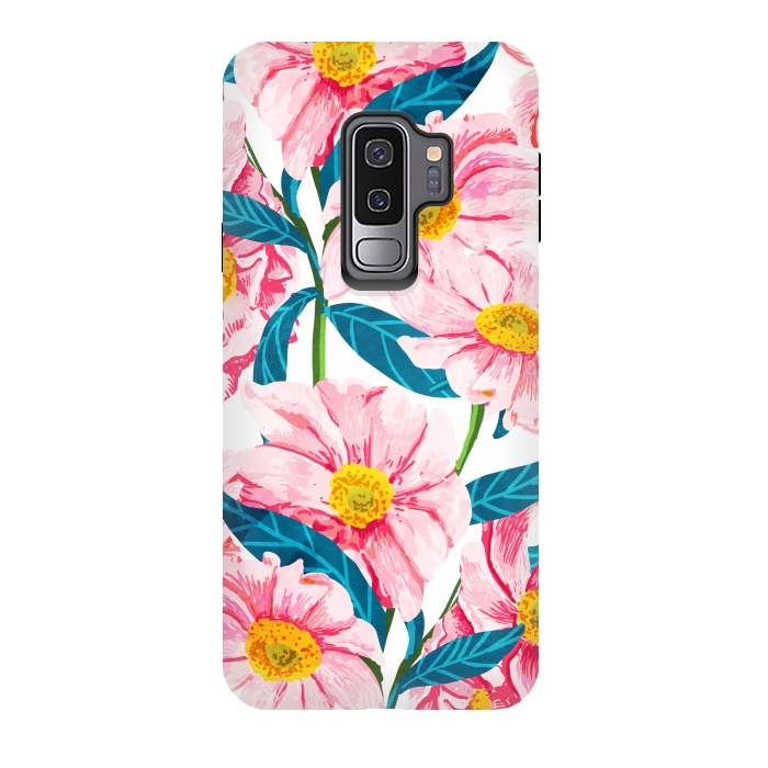 Galaxy S9 plus StrongFit Pink Floral V2 by Uma Prabhakar Gokhale