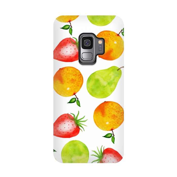 Galaxy S9 StrongFit Watercolor Summer Fruits by Bledi