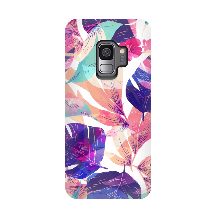 Galaxy S9 StrongFit Watercolor summer flowers by Bledi