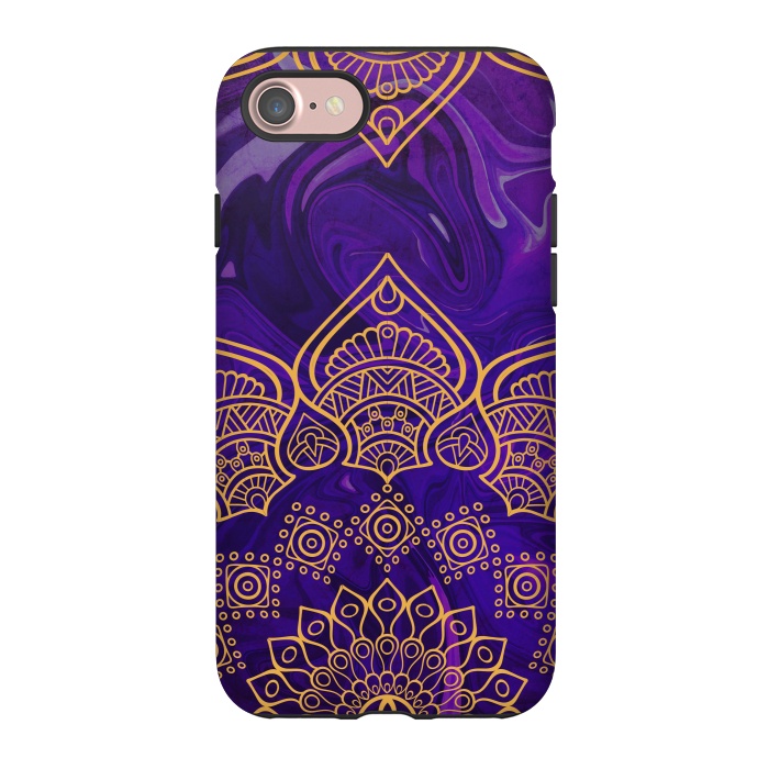 iPhone 7 StrongFit Mandala in Purple Marble by Rossy Villarreal