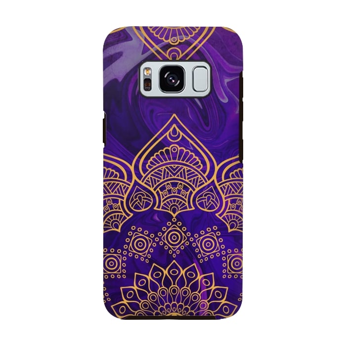 Galaxy S8 StrongFit Mandala in Purple Marble by Rossy Villarreal