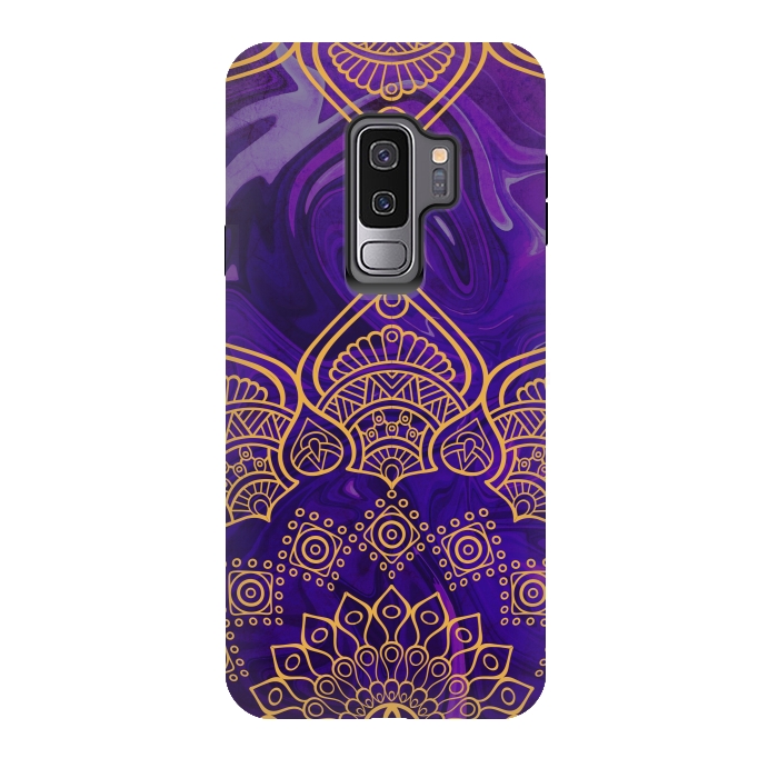 Galaxy S9 plus StrongFit Mandala in Purple Marble by Rossy Villarreal