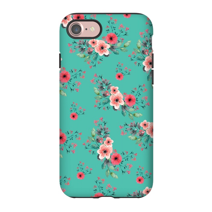 iPhone 7 StrongFit Flowers in Aquamarine by Rossy Villarreal