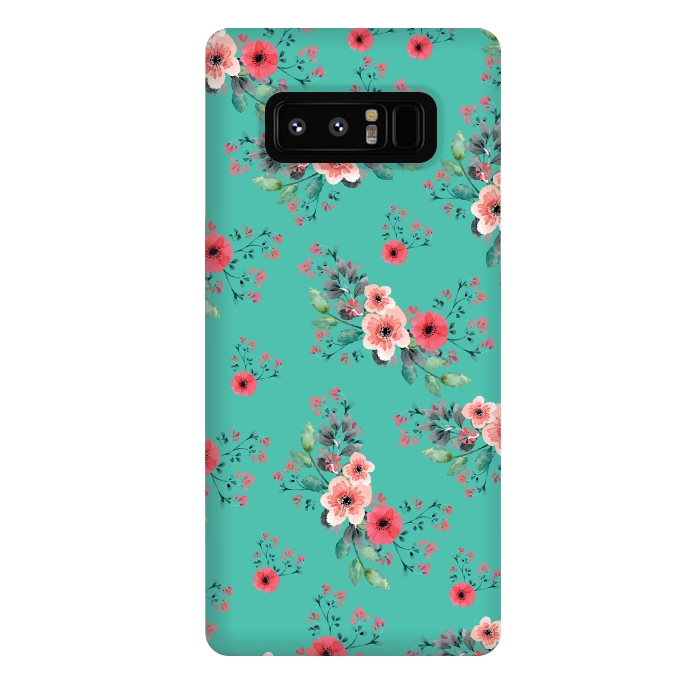Galaxy Note 8 StrongFit Flowers in Aquamarine by Rossy Villarreal