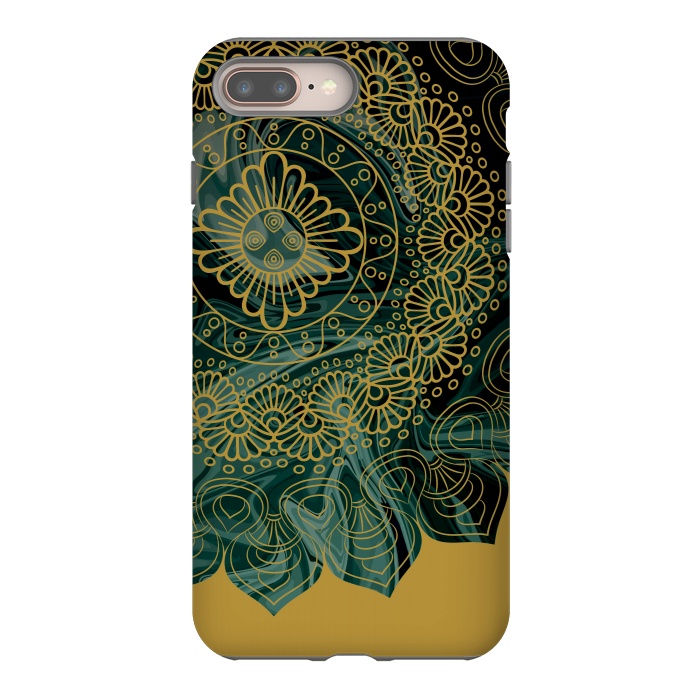 iPhone 7 plus StrongFit Mandala in Green Marble by Rossy Villarreal