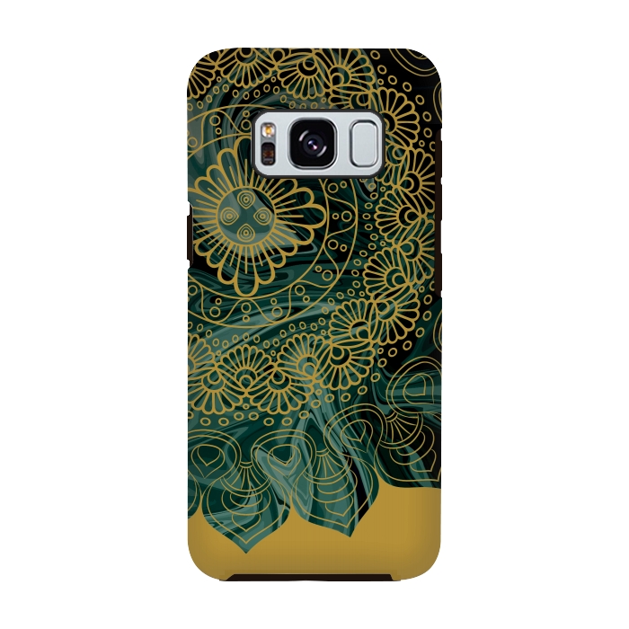 Galaxy S8 StrongFit Mandala in Green Marble by Rossy Villarreal