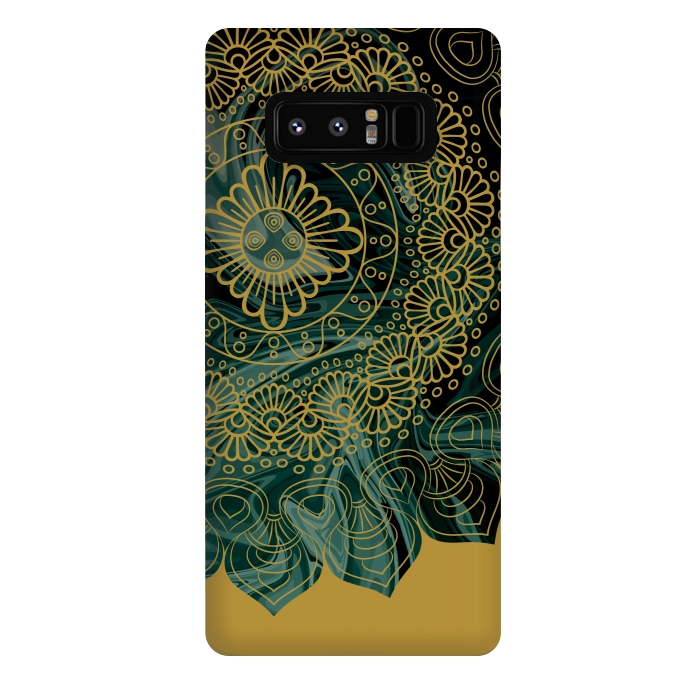 Galaxy Note 8 StrongFit Mandala in Green Marble by Rossy Villarreal