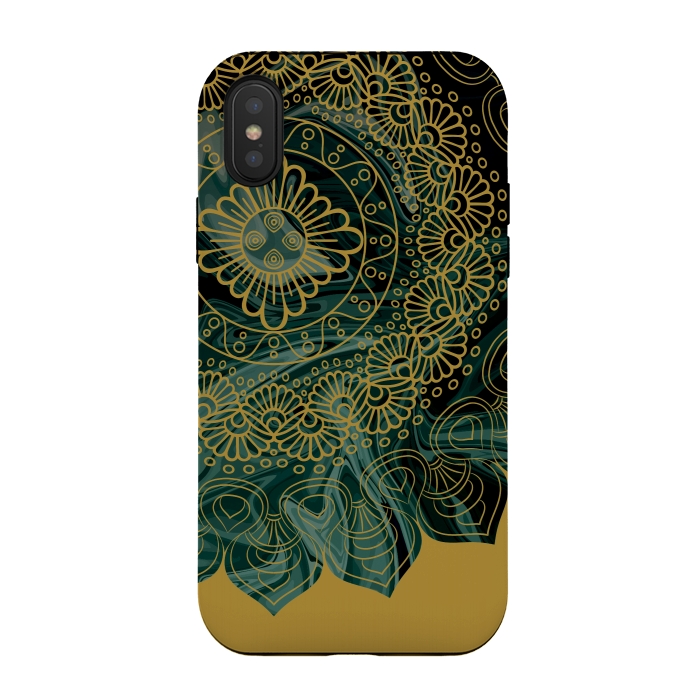 iPhone Xs / X StrongFit Mandala in Green Marble by Rossy Villarreal