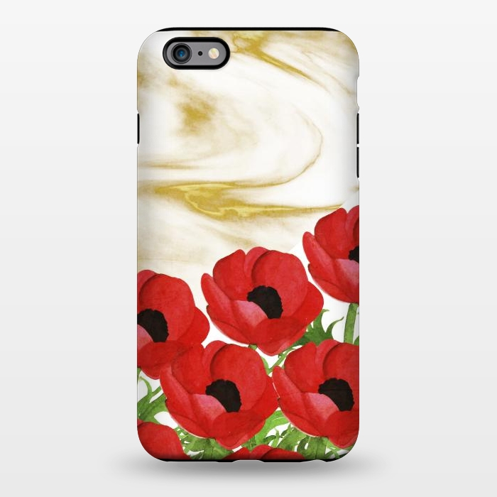 iPhone 6/6s plus StrongFit Red Flowers on Marbel by Rossy Villarreal