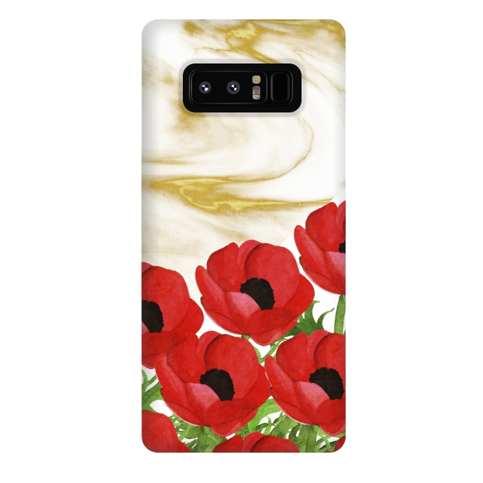 Galaxy Note 8 StrongFit Red Flowers on Marbel by Rossy Villarreal