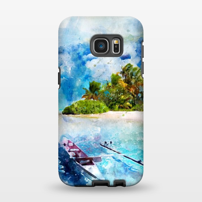 Galaxy S7 EDGE StrongFit Boat at Island by Creativeaxle