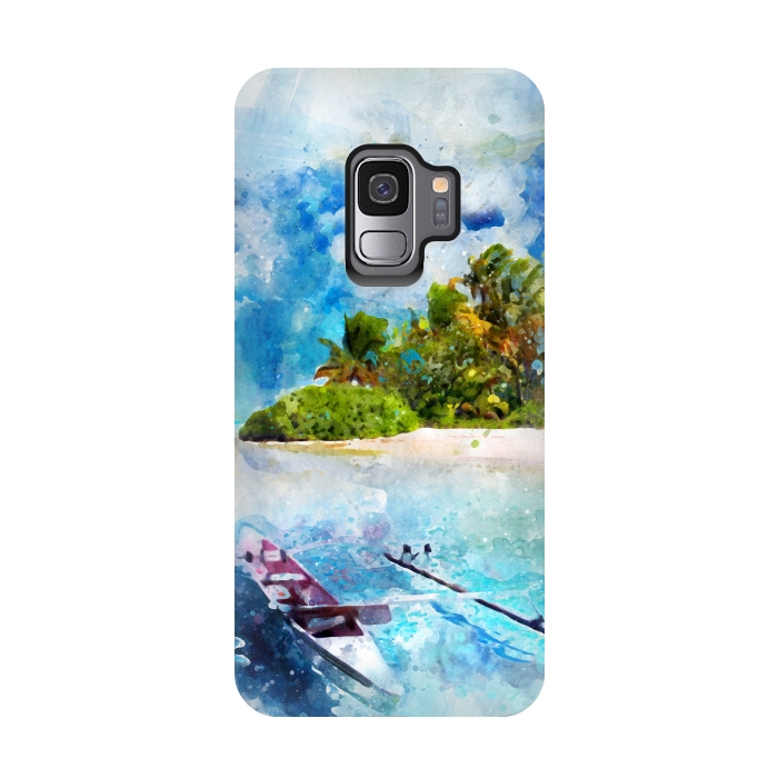 Galaxy S9 StrongFit Boat at Island by Creativeaxle