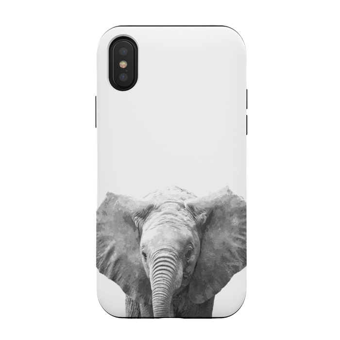 iPhone Xs / X StrongFit Black and White Baby Elephant  by Alemi