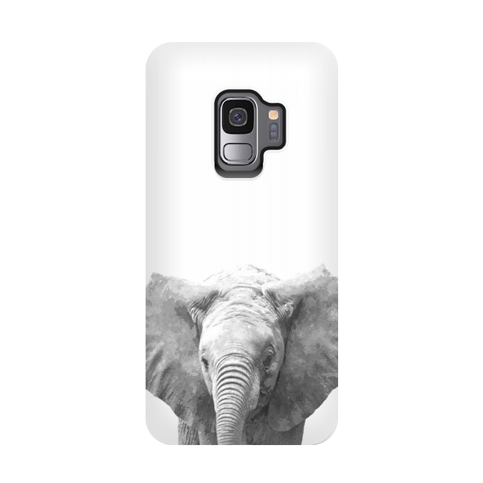 Galaxy S9 StrongFit Black and White Baby Elephant  by Alemi