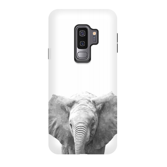Galaxy S9 plus StrongFit Black and White Baby Elephant  by Alemi