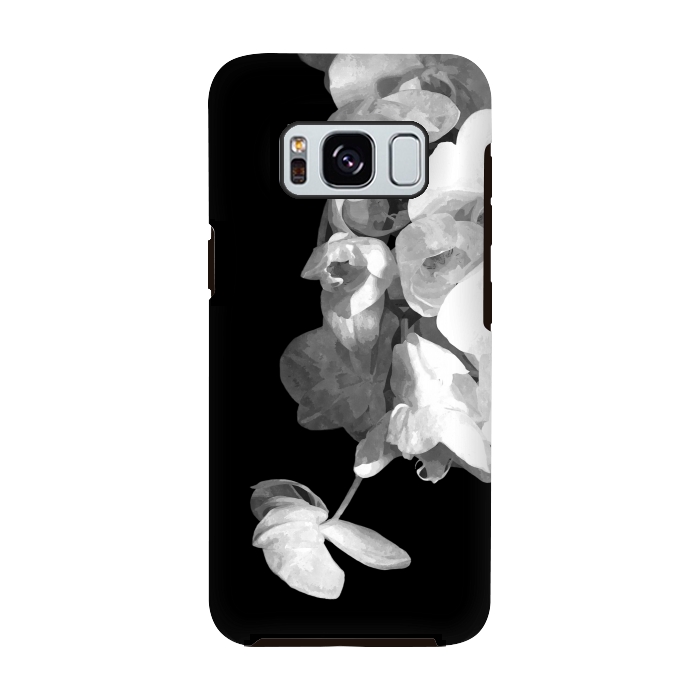 Galaxy S8 StrongFit White Orchids Black Background by Alemi