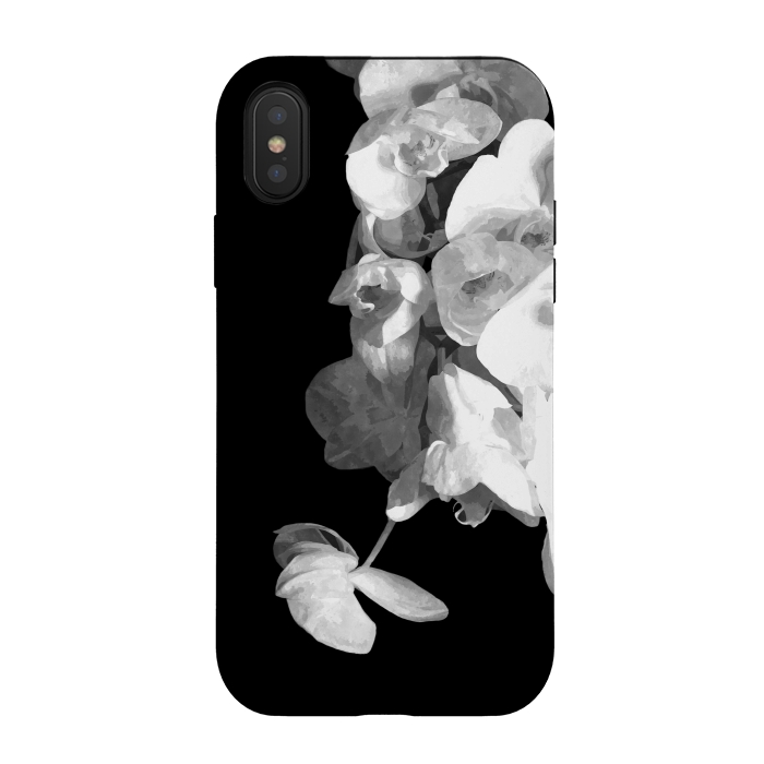 iPhone Xs / X StrongFit White Orchids Black Background by Alemi