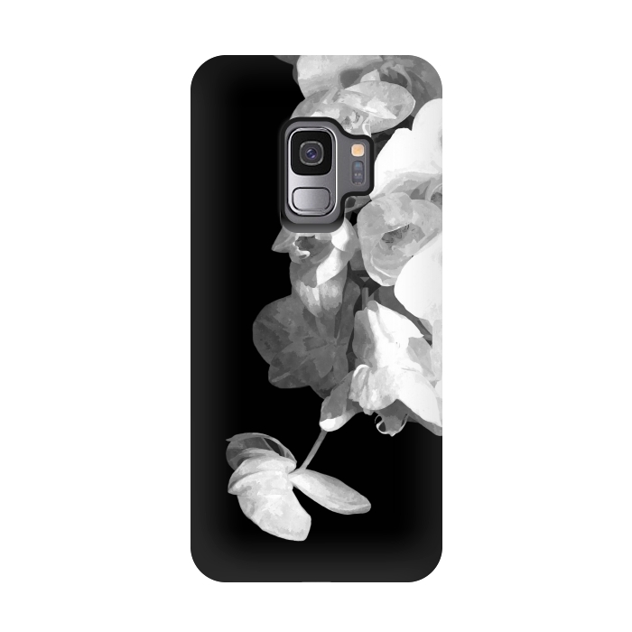 Galaxy S9 StrongFit White Orchids Black Background by Alemi